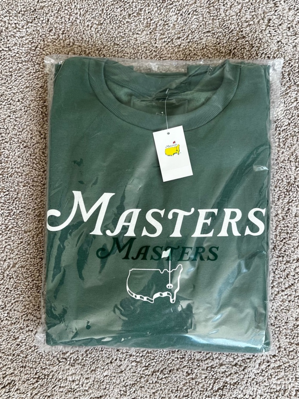 Brand New Sealed 2026 Masters Logo Crewneck Shirt - Green - Unisex Size Medium